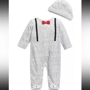New First Impressions 2pc. Suspender Coveralls Hat Set Infant Boys SIZE 3-6 Mo